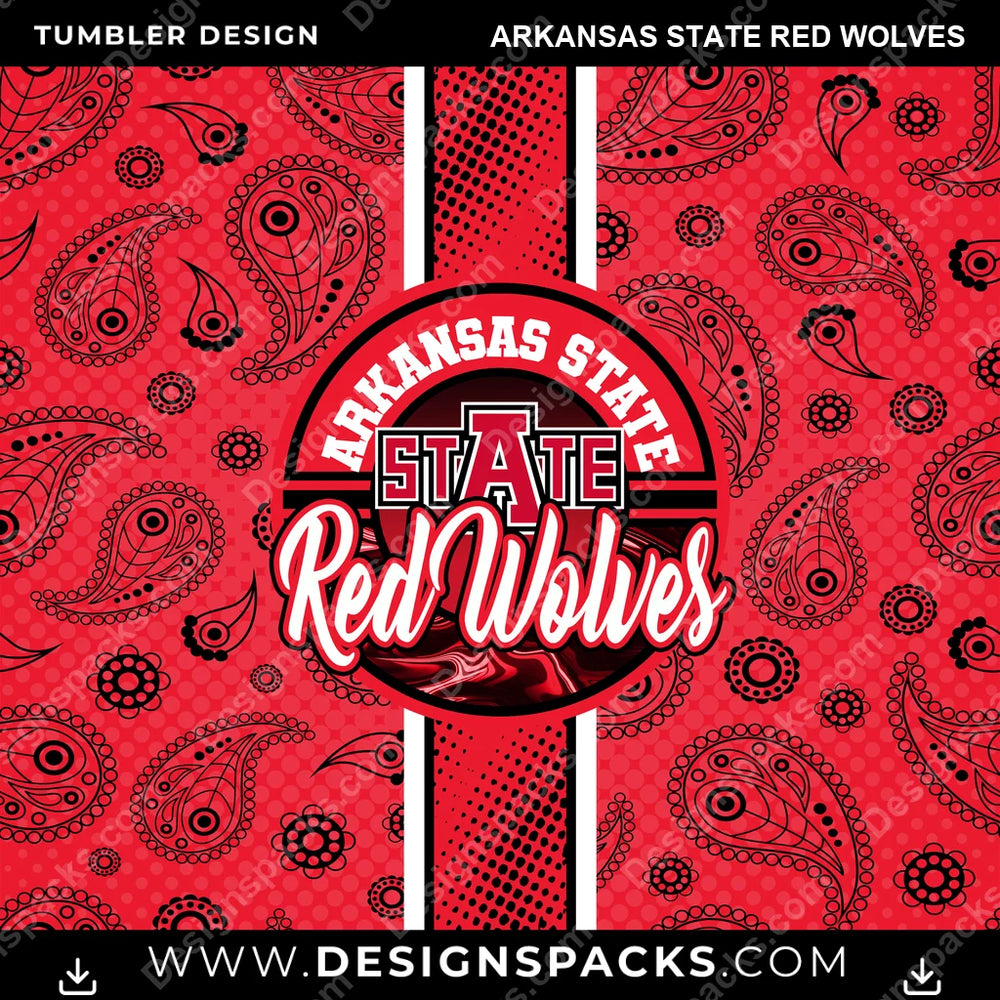 College Sport Handkerchief Arkansas State Red Wolves NCAA College Sport Tumbler Digital Wrap Design Download