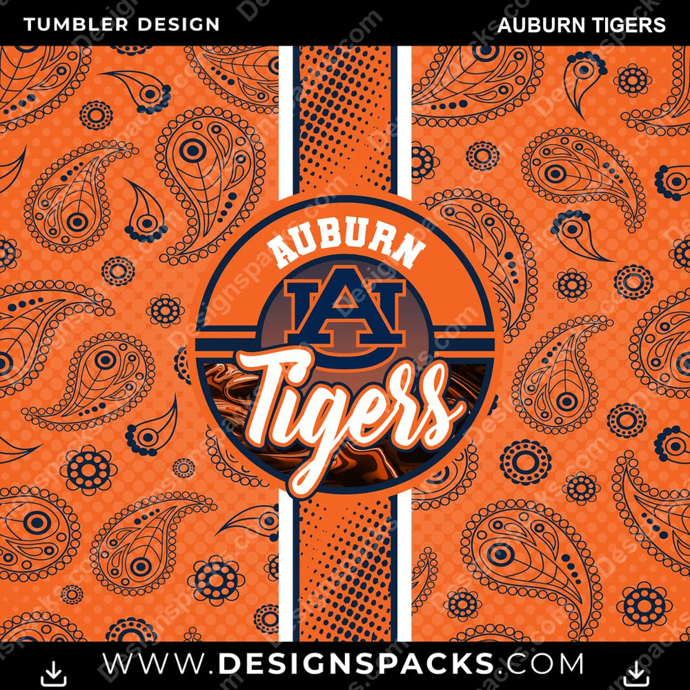 College Sport Handkerchief Auburn Tigers NCAA College Sport Tumbler Digital Wrap Design Download