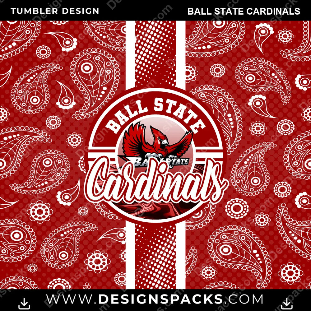 College Sport Handkerchief Ball State Cardinals NCAA College Sport Tumbler Digital Wrap Design Download