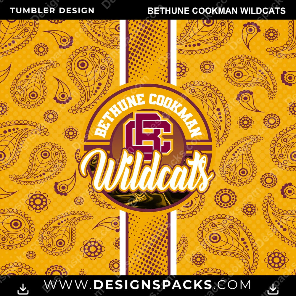 College Sport Handkerchief Bethune Cookman Wildcats NCAA College Sport Tumbler Digital Wrap Design Download