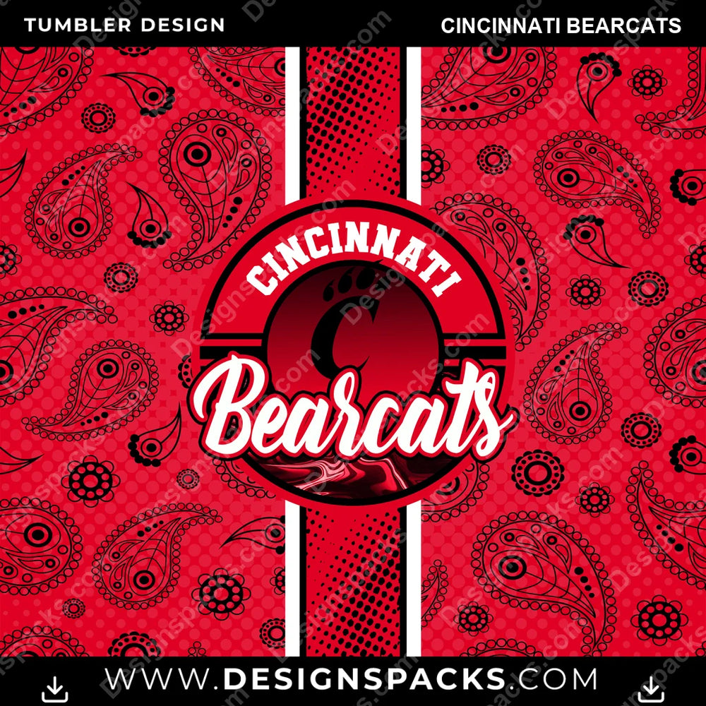 College Sport Handkerchief Cincinnati Bearcats NCAA College Sport Tumbler Digital Wrap Design Download