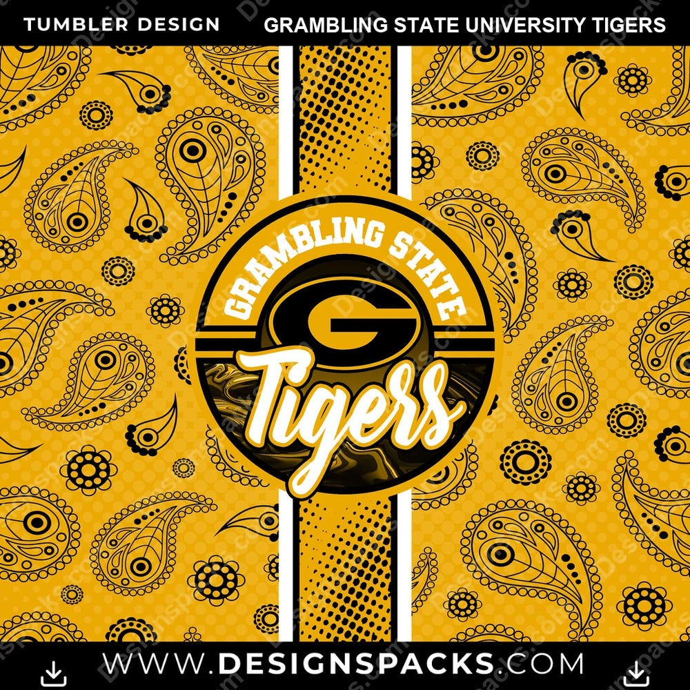 College Sport Handkerchief Grambling State University Tigers NCAA College Sport Tumbler Digital Wrap Design Download