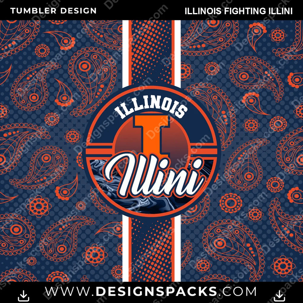 College Sport Handkerchief Illinois Fighting Illini NCAA College Sport Tumbler Digital Wrap Design Download