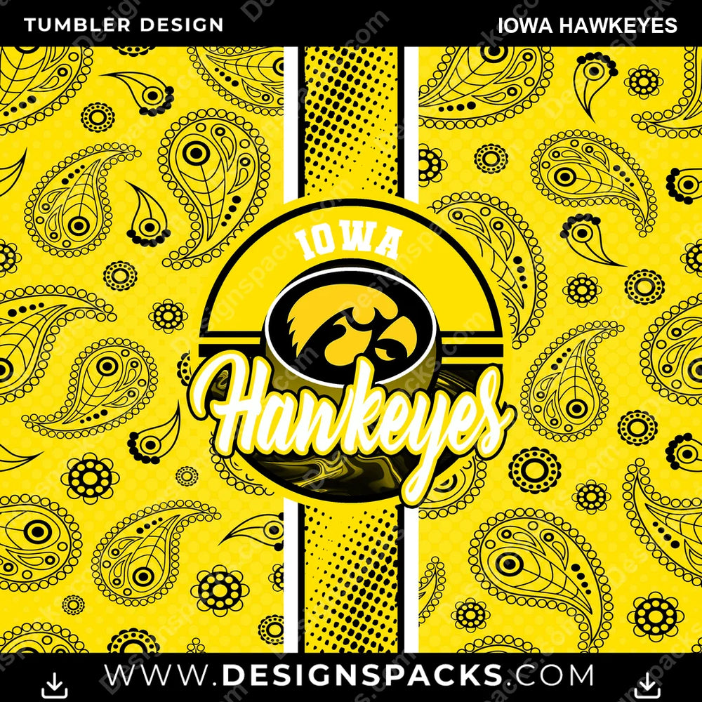 College Sport Handkerchief Iowa Hawkeyes NCAA College Sport Tumbler Digital Wrap Design Download