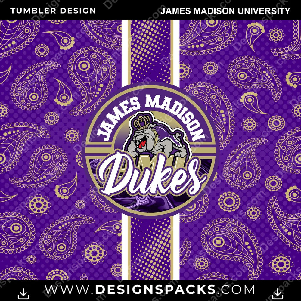 College Sport Handkerchief James Madison University NCAA College Sport Tumbler Digital Wrap Design Download