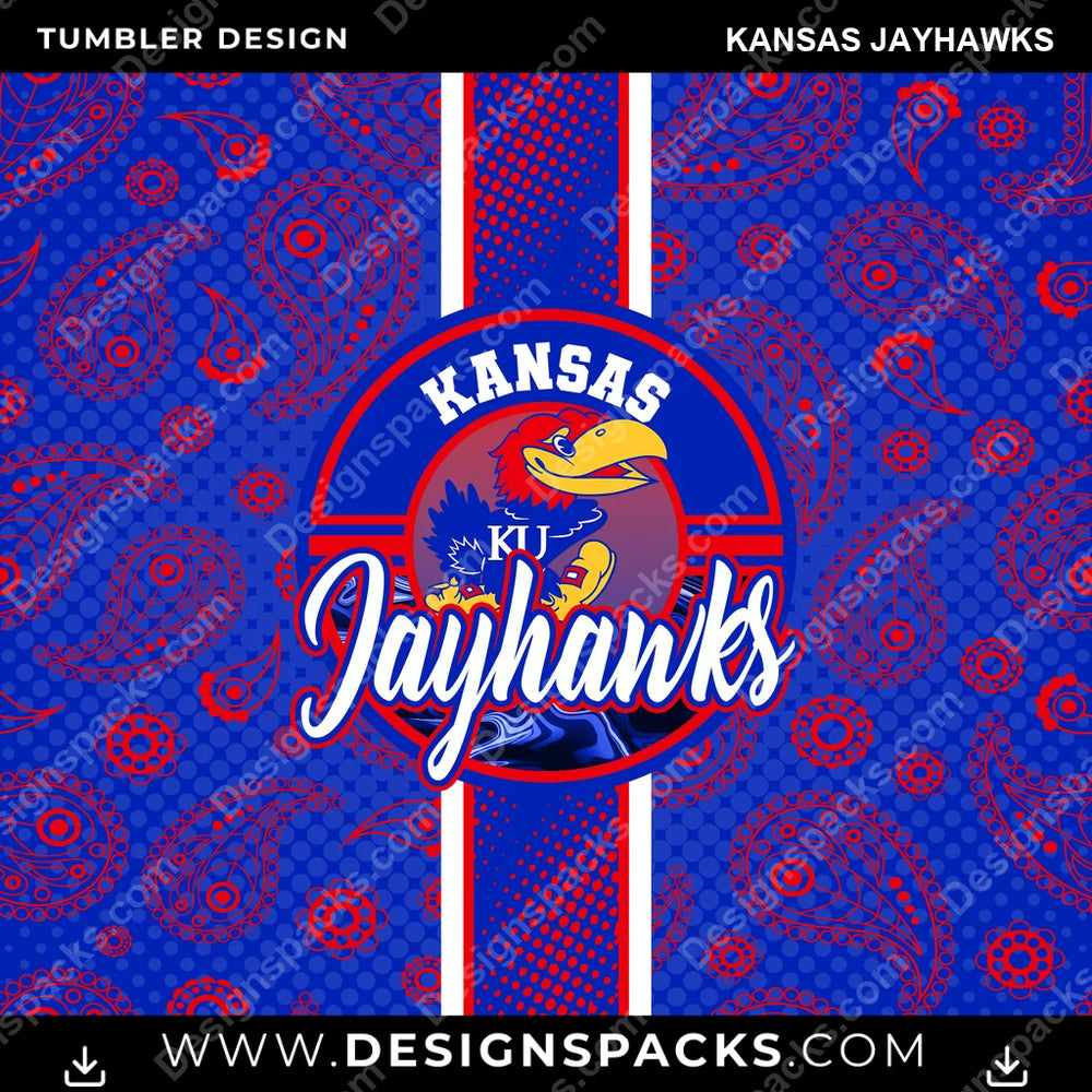 College Sport Handkerchief Kansas Jayhawks NCAA College Sport Tumbler Digital Wrap Design Download