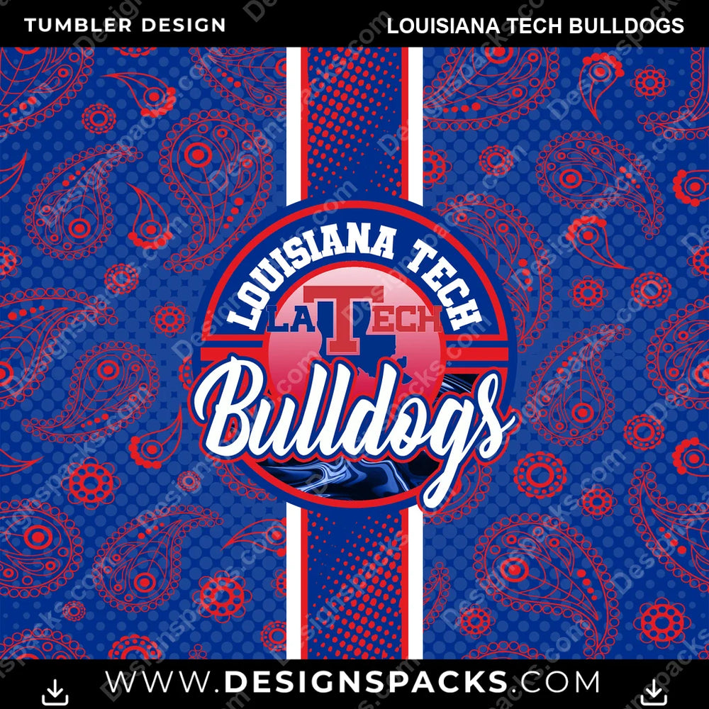 College Sport Handkerchief Louisiana Tech Bulldogs NCAA College Sport Tumbler Digital Wrap Design Download