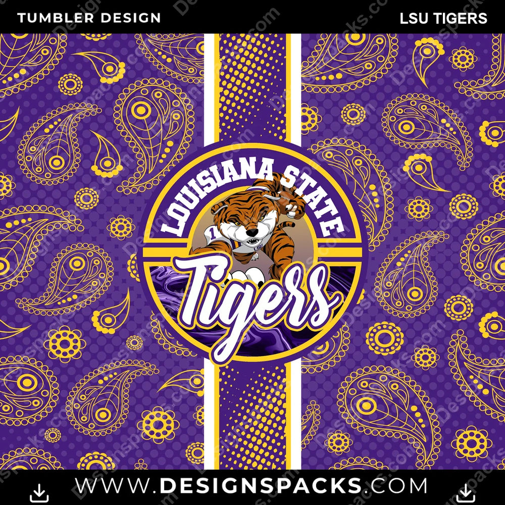College Sport Handkerchief LSU Tigers NCAA College Sport Tumbler Digital Wrap Design Download