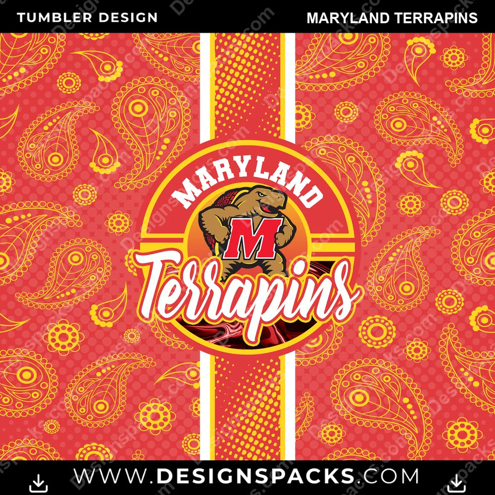 College Sport Handkerchief Maryland Terrapins NCAA College Sport Tumbler Digital Wrap Design Download
