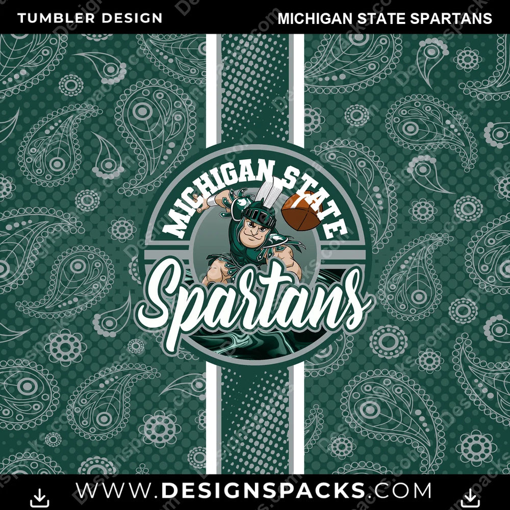 College Sport Handkerchief Michigan State Spartans NCAA College Sport Tumbler Digital Wrap Design Download