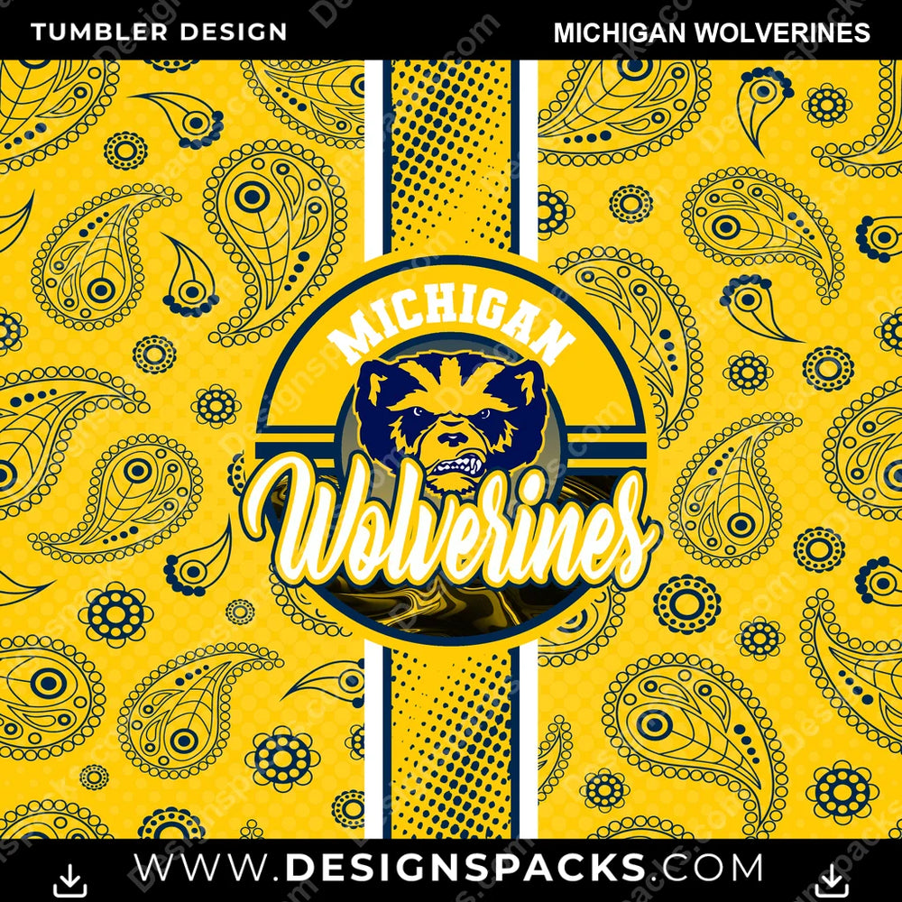 College Sport Handkerchief Michigan Wolverines NCAA College Sport Tumbler Digital Wrap Design Download