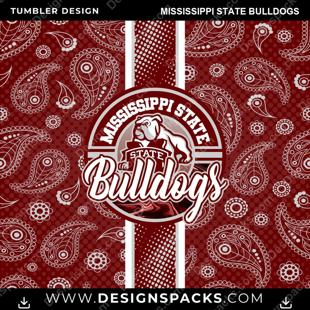 College Sport Handkerchief Mississippi State Bulldogs NCAA College Sport Tumbler Digital Wrap Design Download