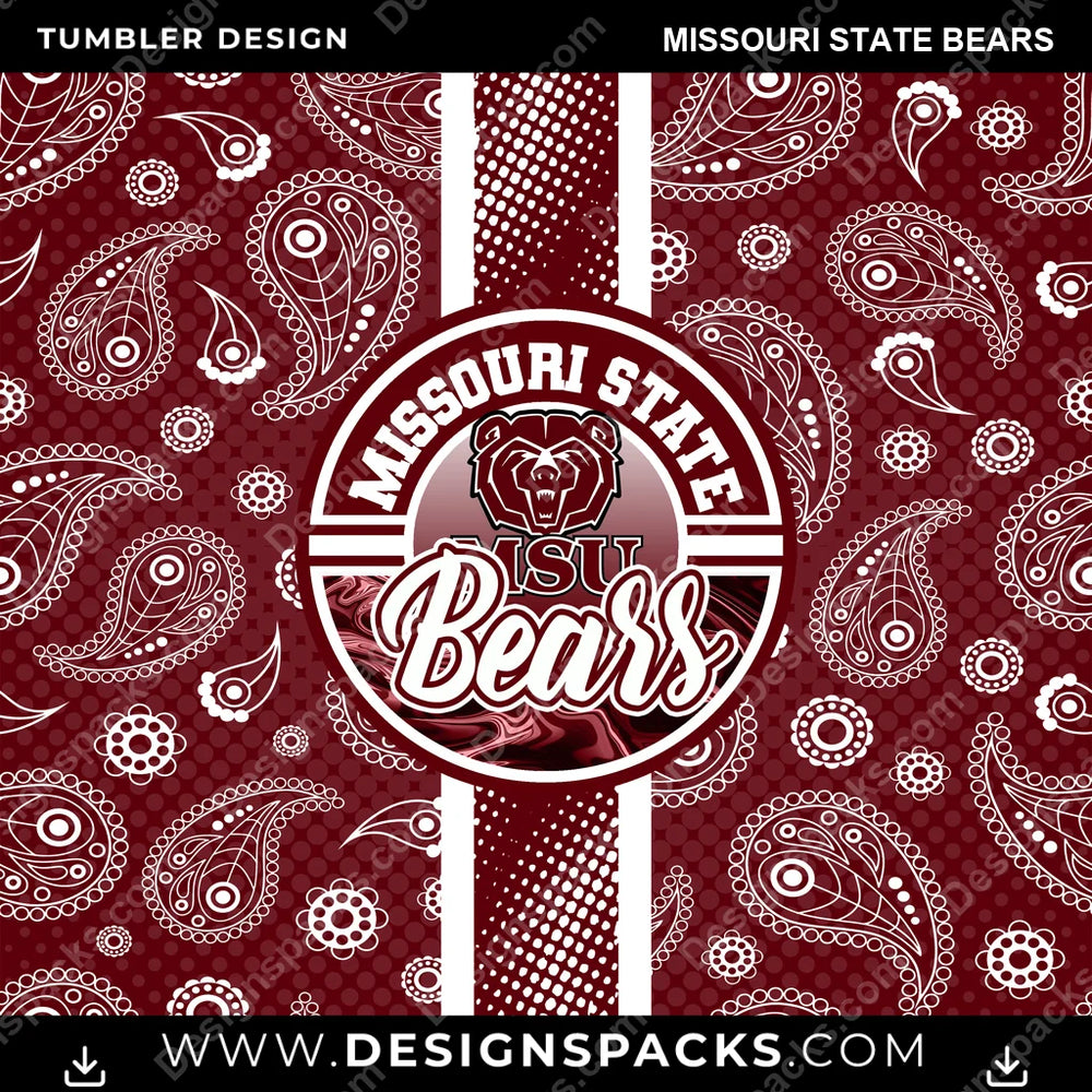 College Sport Handkerchief Missouri State Bears NCAA College Sport Tumbler Digital Wrap Design Download
