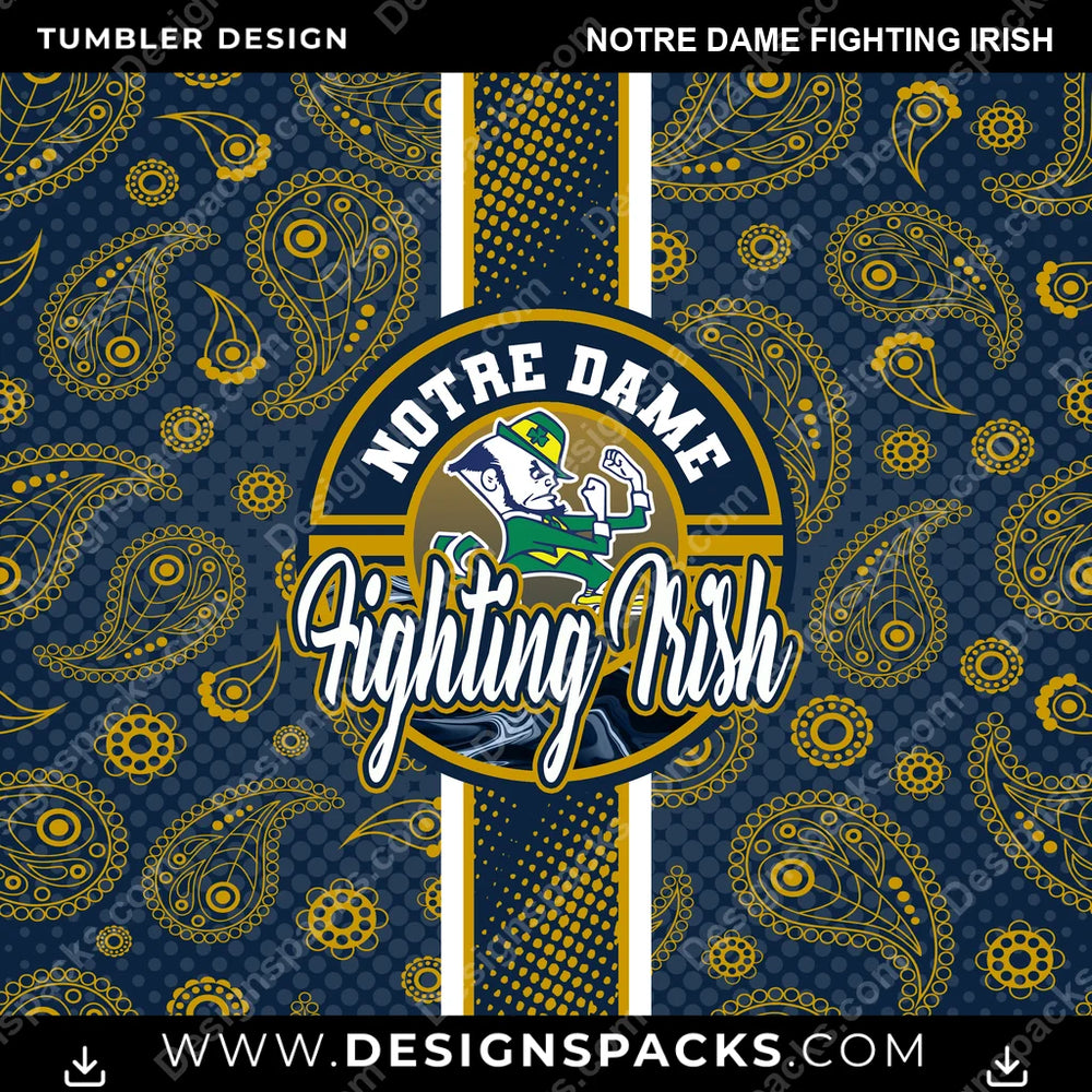 College Sport Handkerchief Notre Dame Fighting Irish NCAA College Sport Tumbler Digital Wrap Design Download