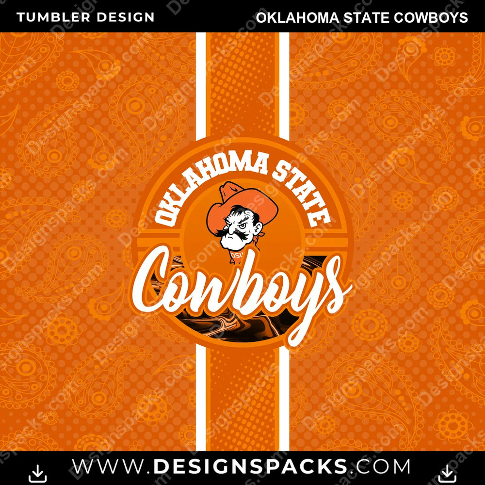 College Sport Handkerchief Oklahoma State Cowboys NCAA College Sport Tumbler Digital Wrap Design Download
