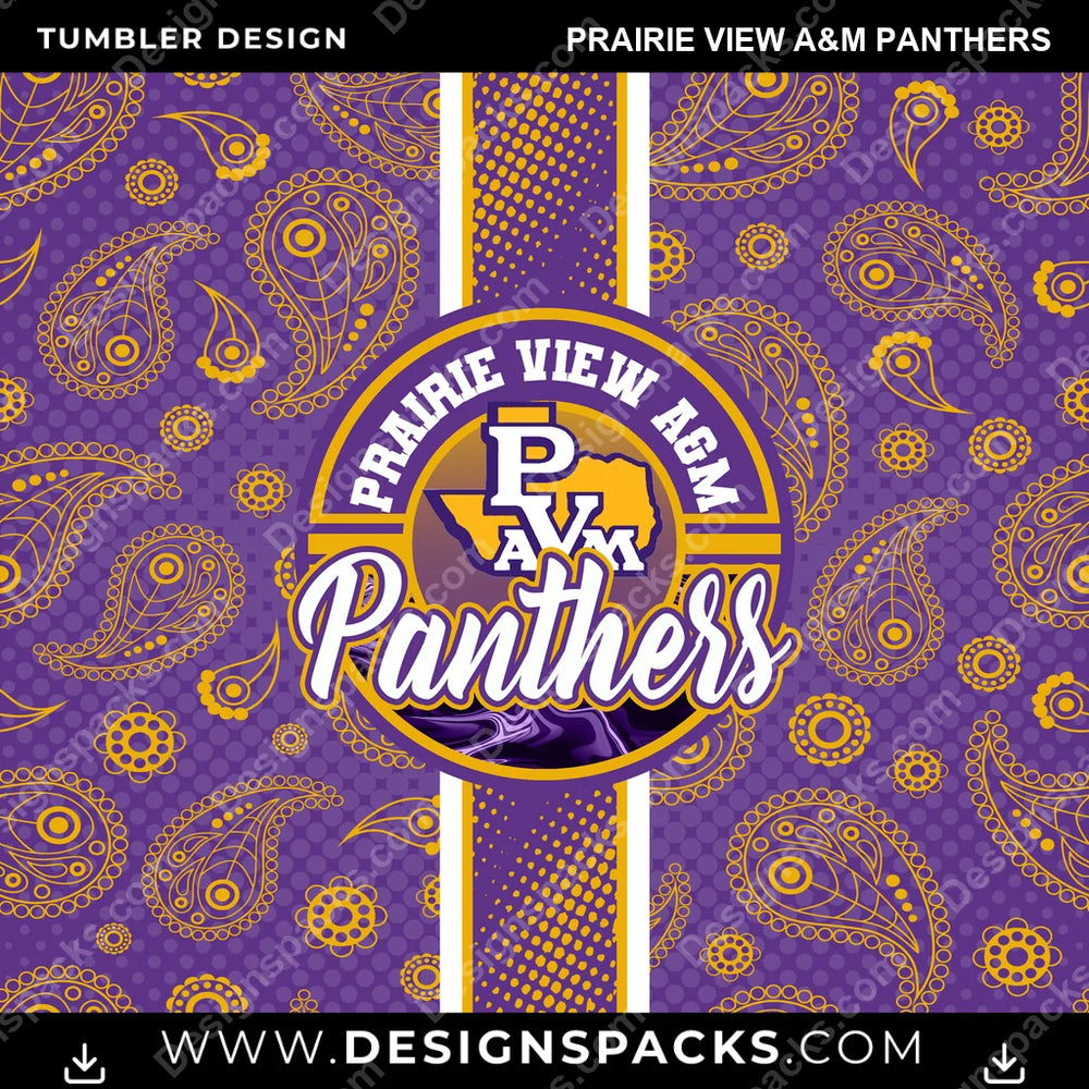 College Sport Handkerchief Prairie View A&M Panthers NCAA College Sport Tumbler Digital Wrap Design Download