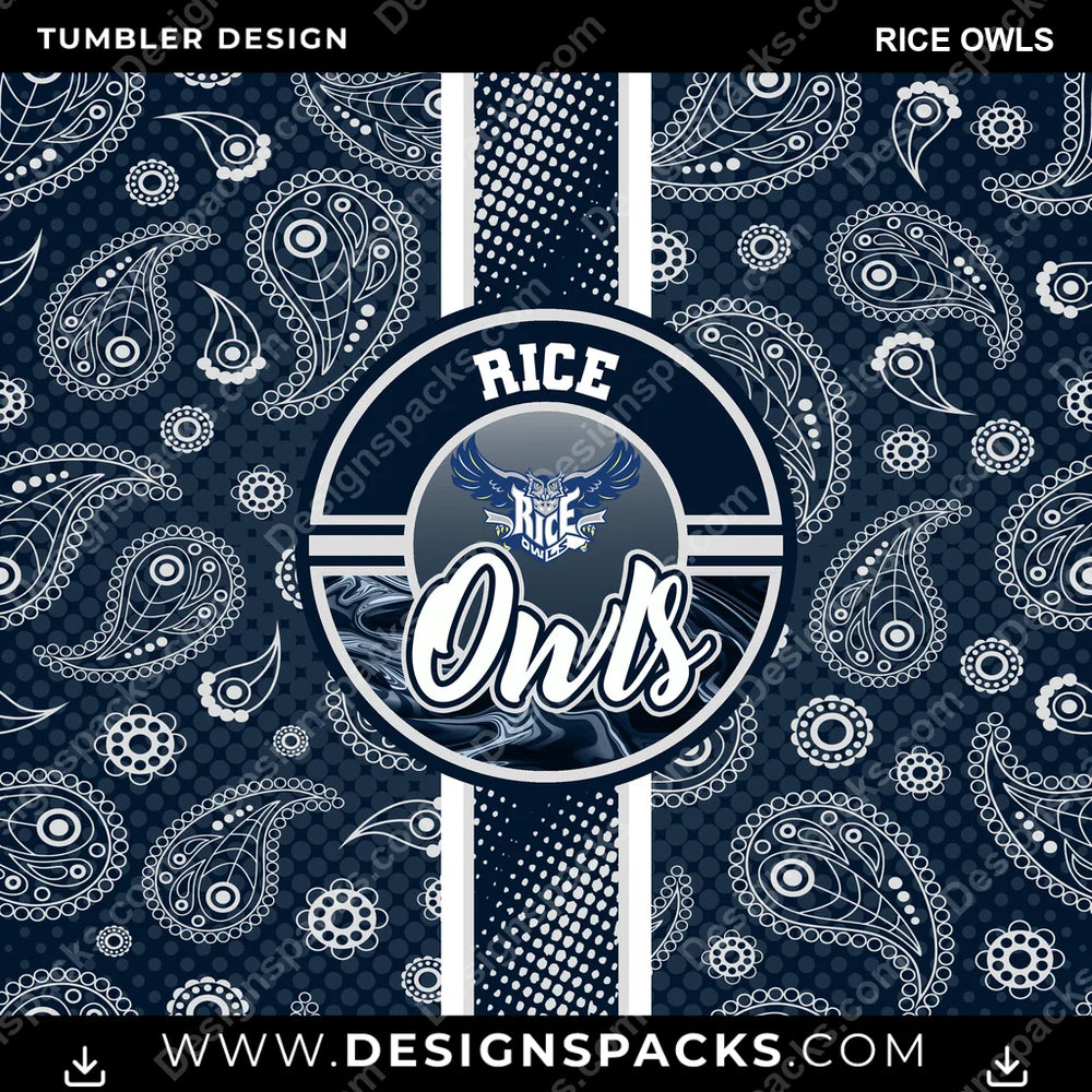 College Sport Handkerchief Rice Owls NCAA College Sport Tumbler Digital Wrap Design Download