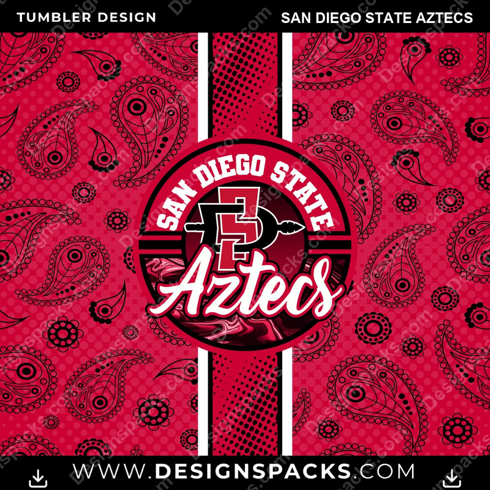 College Sport Handkerchief San Diego State Aztecs NCAA College Sport Tumbler Digital Wrap Design Download