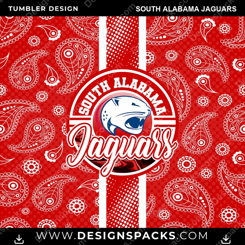 College Sport Handkerchief South Alabama Jaguars NCAA College Sport Tumbler Digital Wrap Design Download