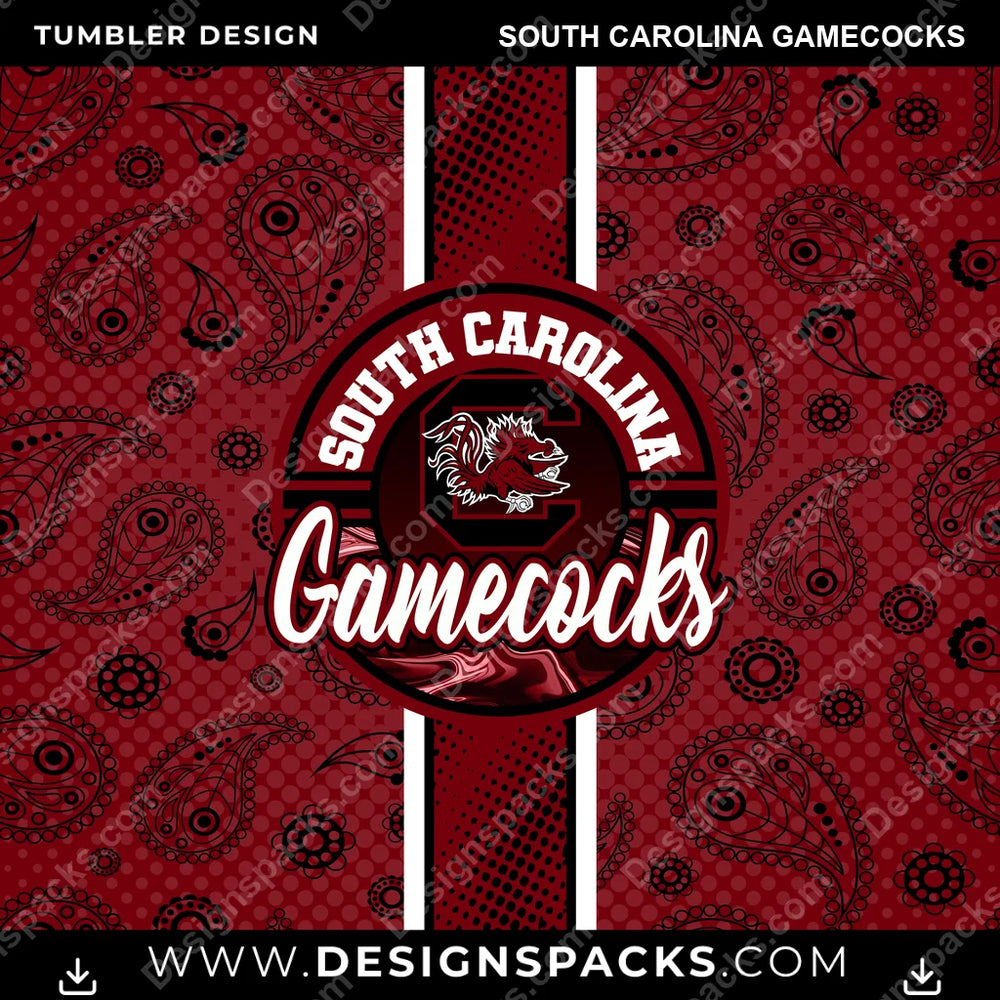 College Sport Handkerchief South Carolina Gamecocks NCAA College Sport Tumbler Digital Wrap Design Download