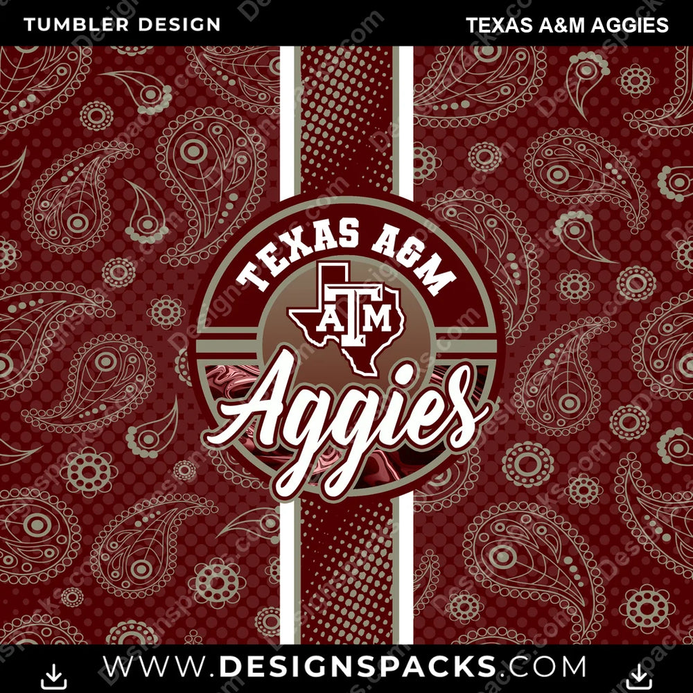College Sport Handkerchief Texas A&M Aggies NCAA College Sport Tumbler Digital Wrap Design Download