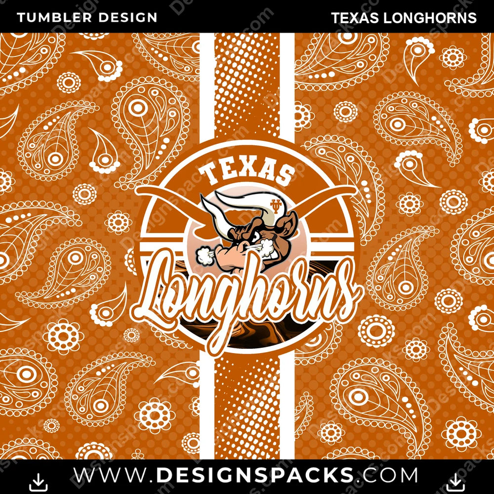 College Sport Handkerchief Texas Longhorns NCAA College Sport Tumbler Digital Wrap Design Download