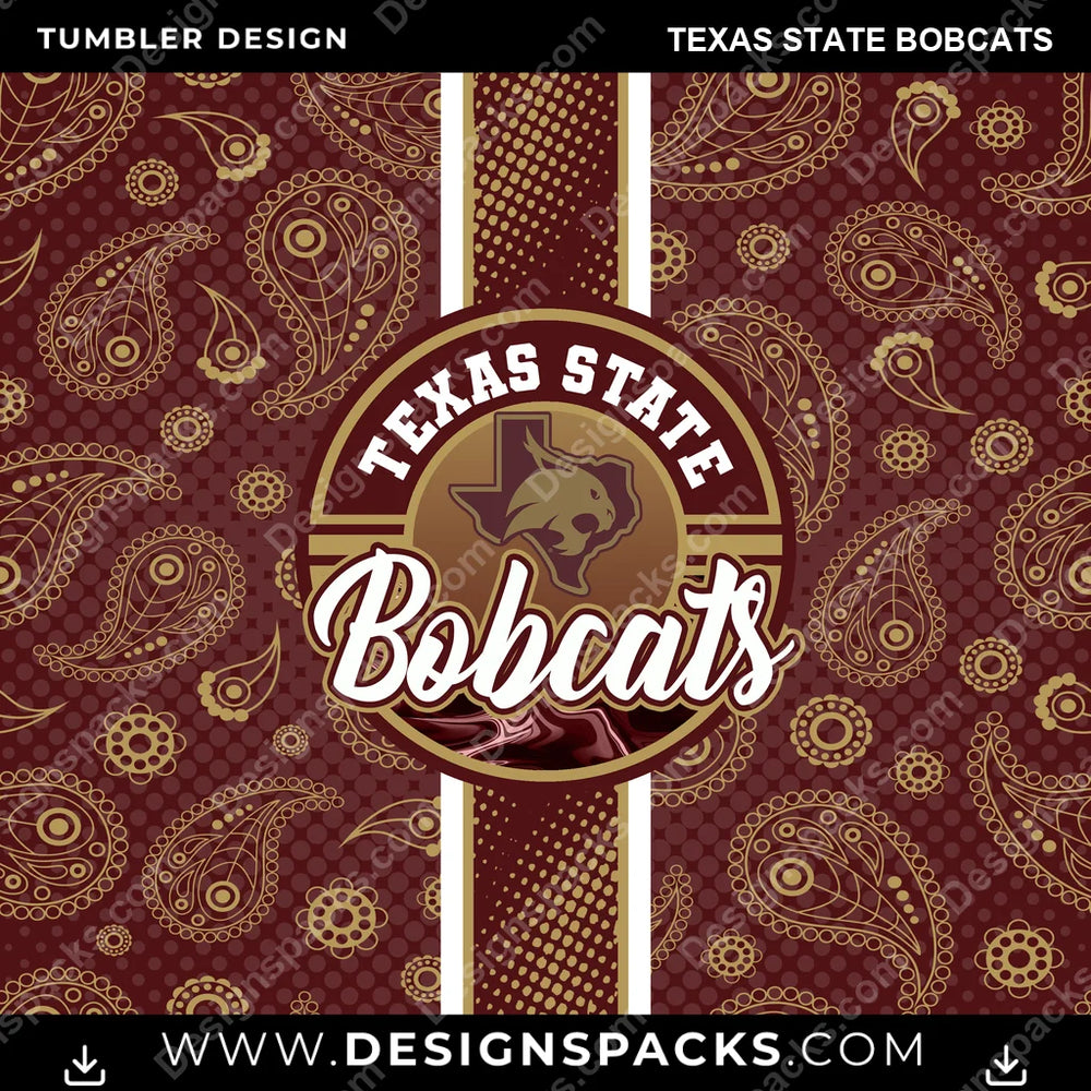 College Sport Handkerchief Texas State Bobcats NCAA College Sport Tumbler Digital Wrap Design Download