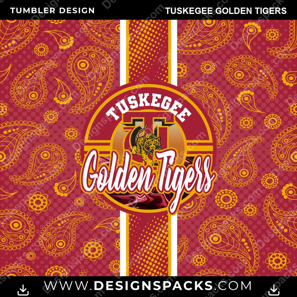 College Sport Handkerchief Tuskegee Golden Tigers NCAA College Sport Tumbler Digital Wrap Design Download