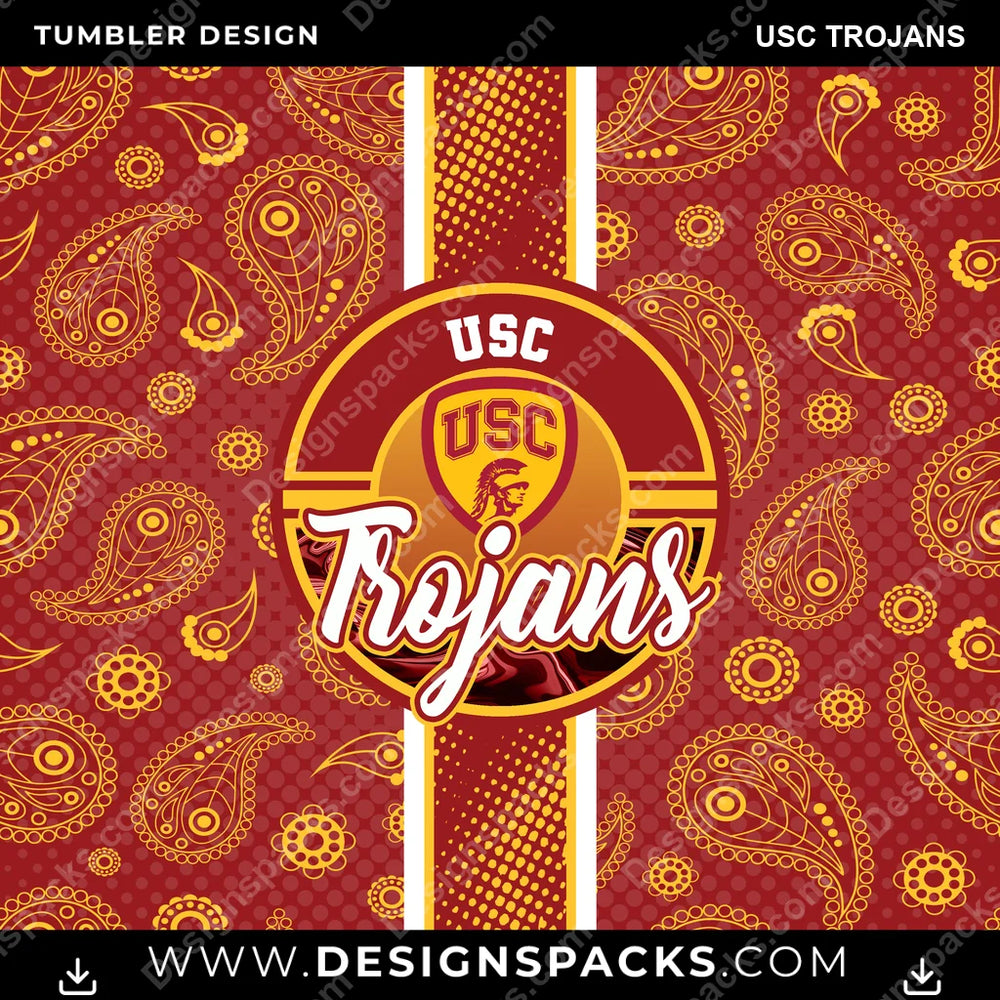 College Sport Handkerchief USC Trojans NCAA College Sport Tumbler Digital Wrap Design Download