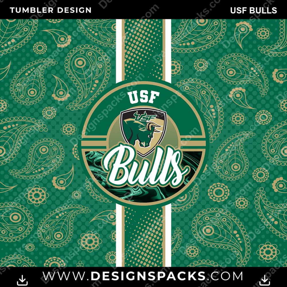 College Sport Handkerchief USF Bulls NCAA College Sport Tumbler Digital Wrap Design Download