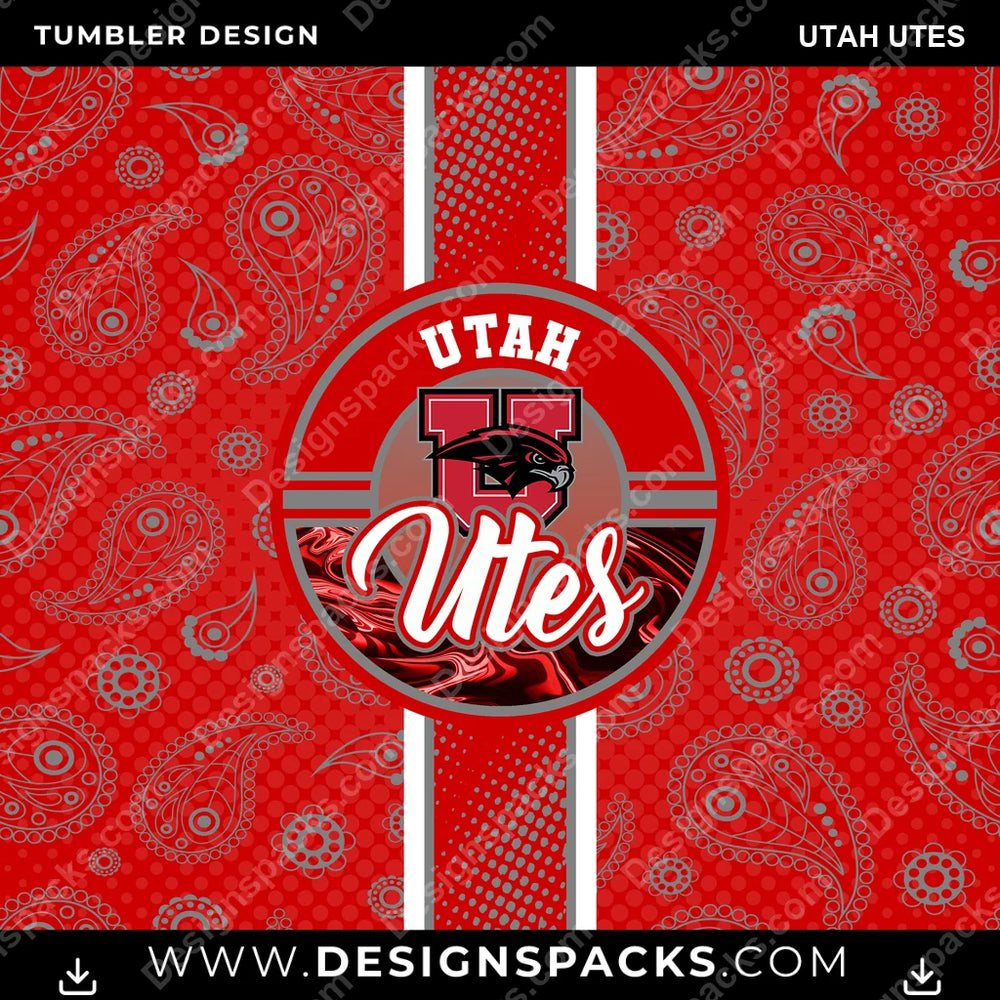 College Sport Handkerchief Utah Utes NCAA College Sport Tumbler Digital Wrap Design Download