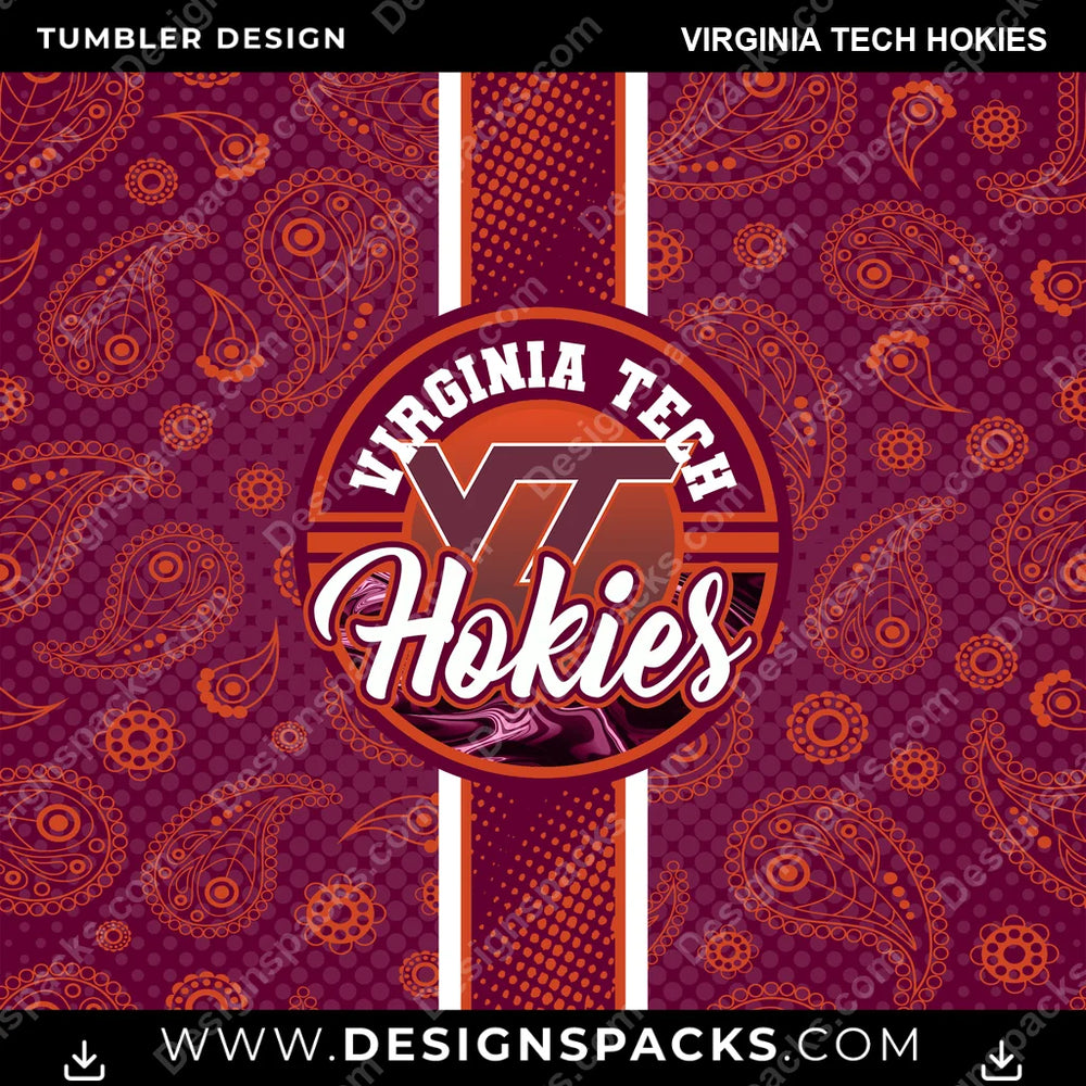 College Sport Handkerchief Virginia Tech Hokies NCAA College Sport Tumbler Digital Wrap Design Download