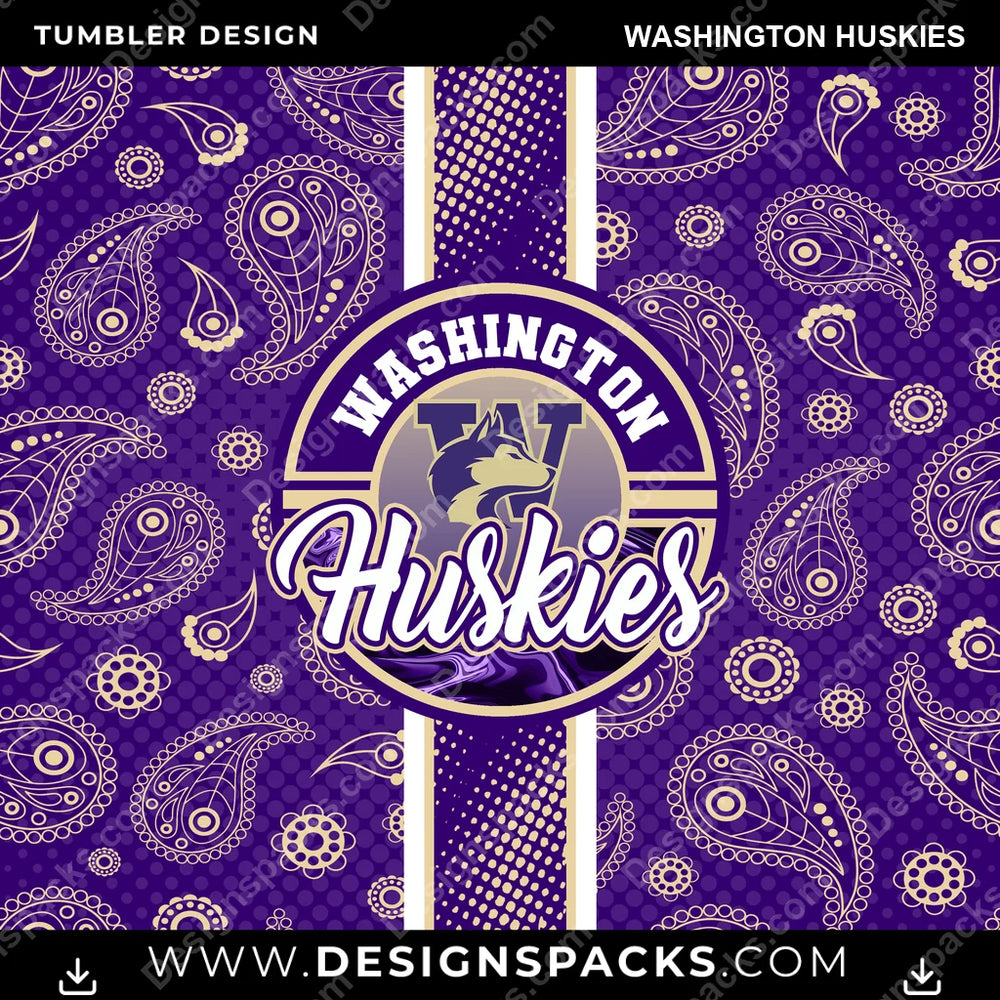 College Sport Handkerchief Washington Huskies NCAA College Sport Tumbler Digital Wrap Design Download