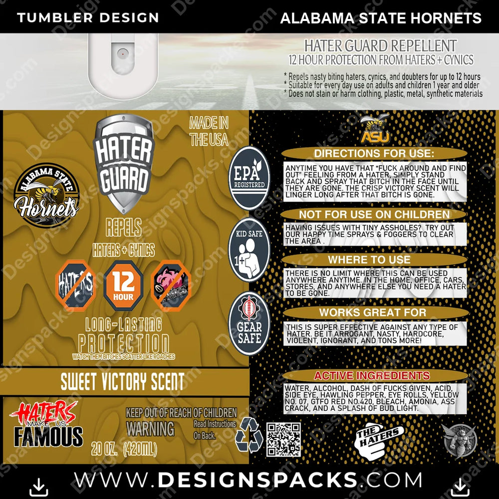 College Sport Hater Guard Alabama State Hornets NCAA College Sport Tumbler Digital Wrap Design Download