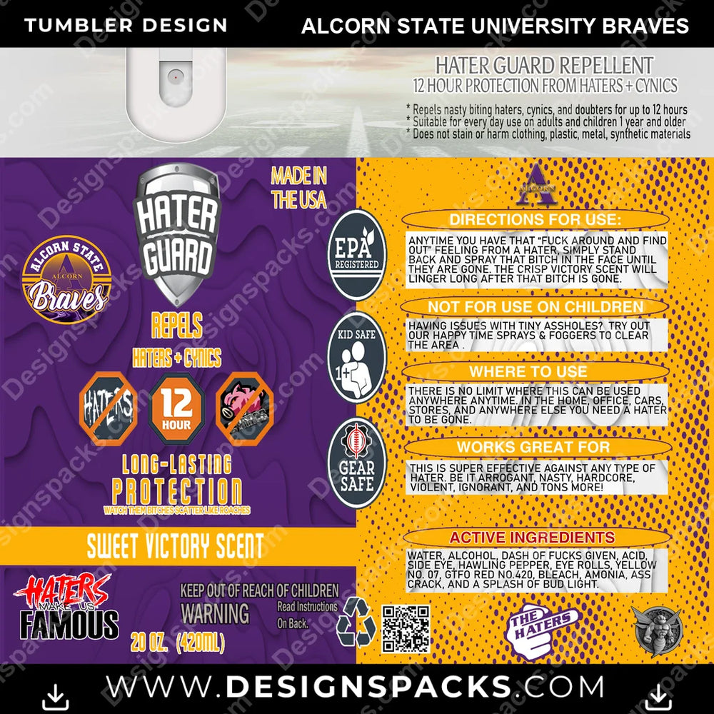 College Sport Hater Guard Alcorn State University Braves NCAA College Sport Tumbler Digital Wrap Design Download