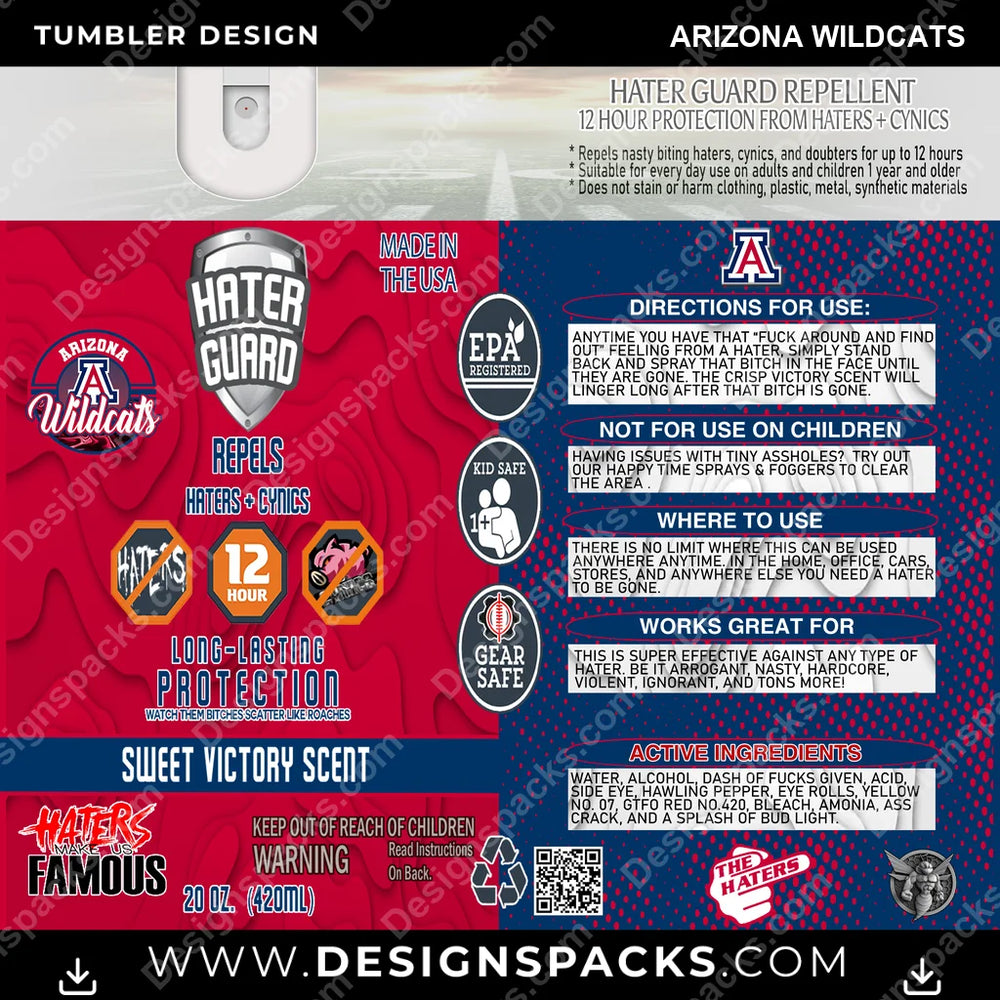 College Sport Hater Guard Arizona Wildcats NCAA College Sport Tumbler Digital Wrap Design Download