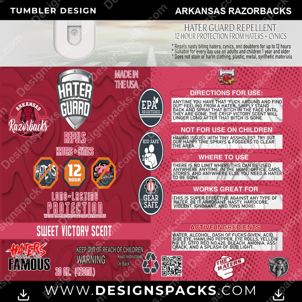 College Sport Hater Guard Arkansas Razorbacks NCAA College Sport Tumbler Digital Wrap Design Download
