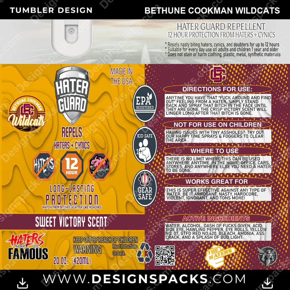 College Sport Hater Guard Bethune Cookman Wildcats NCAA College Sport Tumbler Digital Wrap Design Download