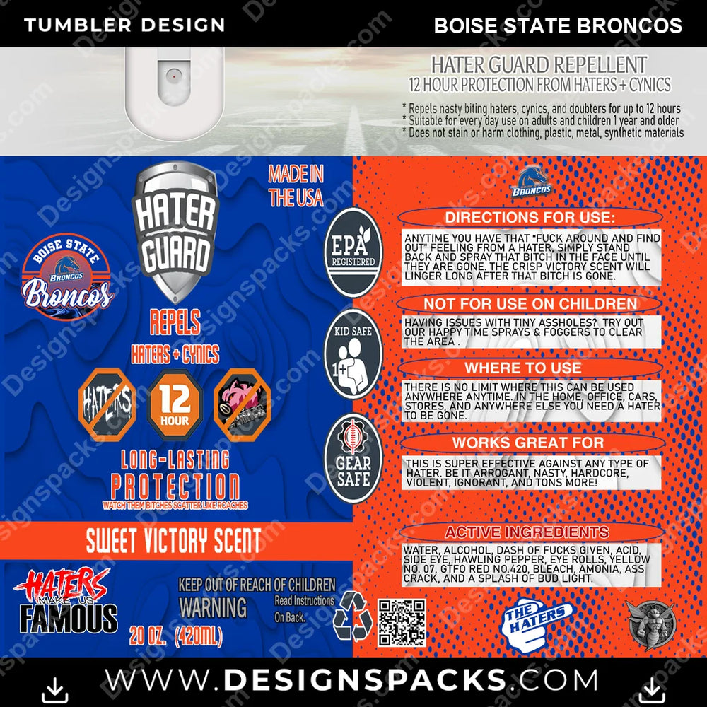 College Sport Hater Guard Boise State Broncos NCAA College Sport Tumbler Digital Wrap Design Download