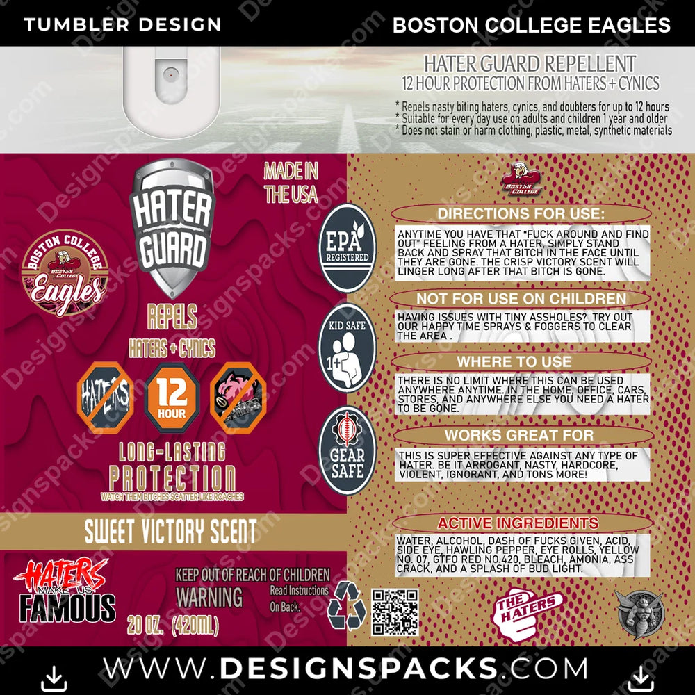 College Sport Hater Guard Boston College Eagles NCAA College Sport Tumbler Digital Wrap Design Download