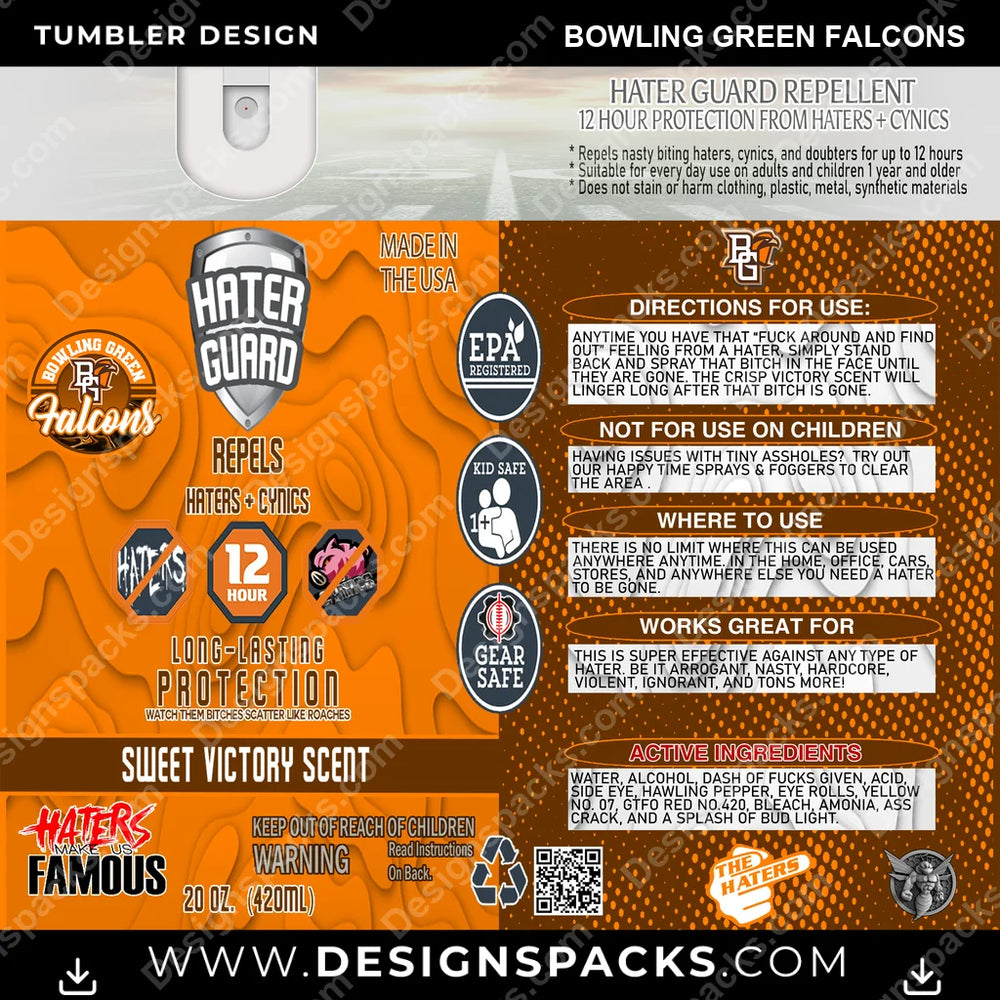 College Sport Hater Guard Bowling Green Falcons NCAA College Sport Tumbler Digital Wrap Design Download