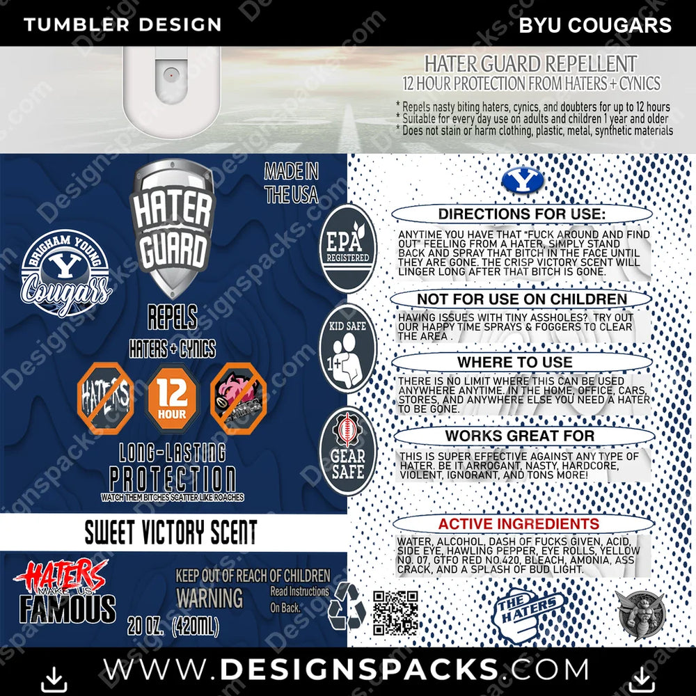 College Sport Hater Guard BYU Cougars NCAA College Sport Tumbler Digital Wrap Design Download