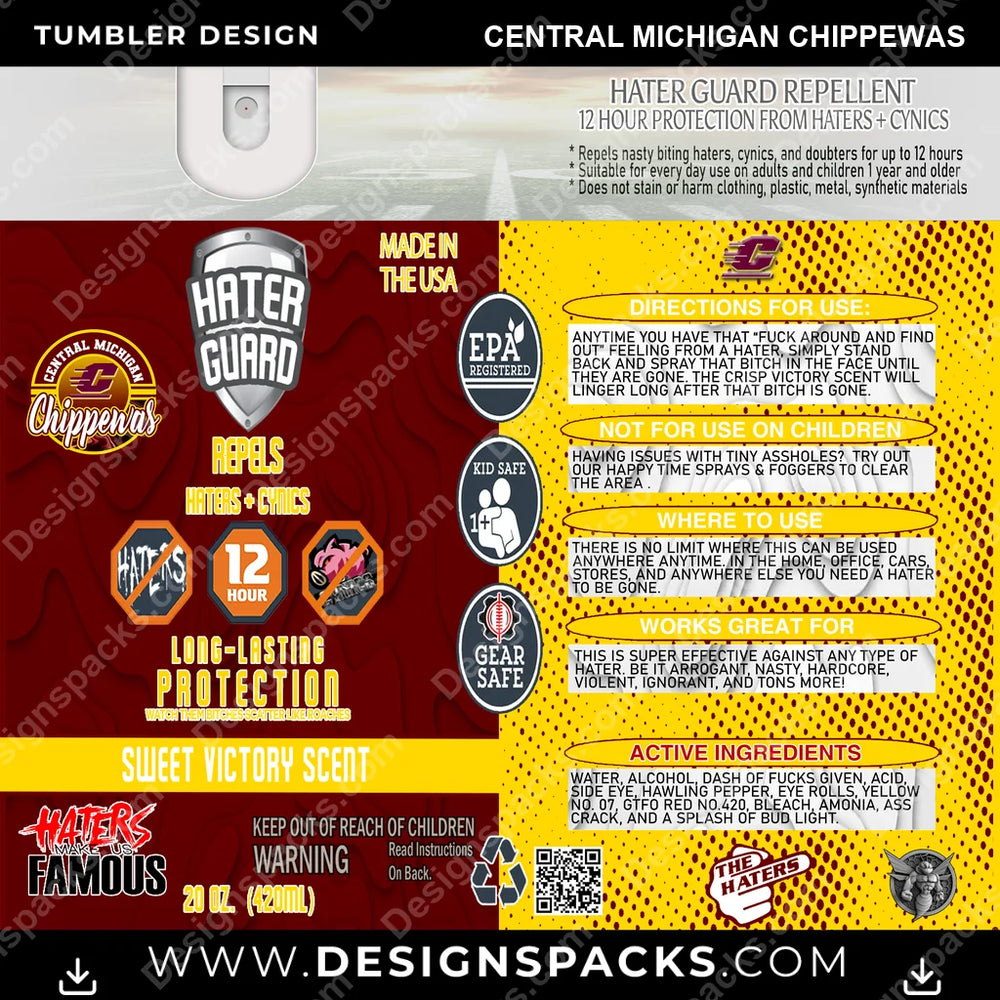 College Sport Hater Guard Central Michigan Chippewas NCAA College Sport Tumbler Digital Wrap Design Download