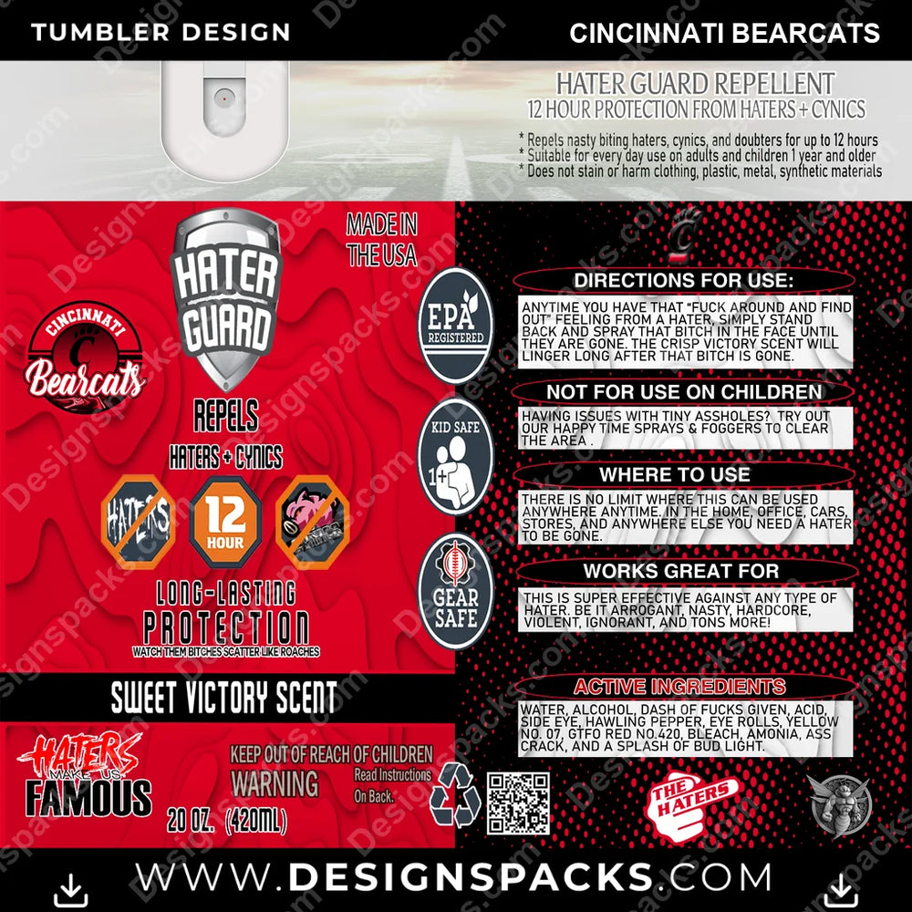 College Sport Hater Guard Cincinnati Bearcats NCAA College Sport Tumbler Digital Wrap Design Download