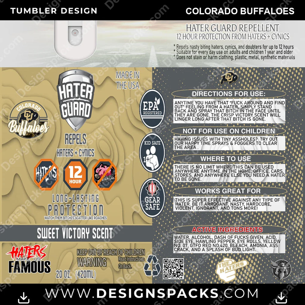 College Sport Hater Guard Colorado Buffaloes NCAA College Sport Tumbler Digital Wrap Design Download