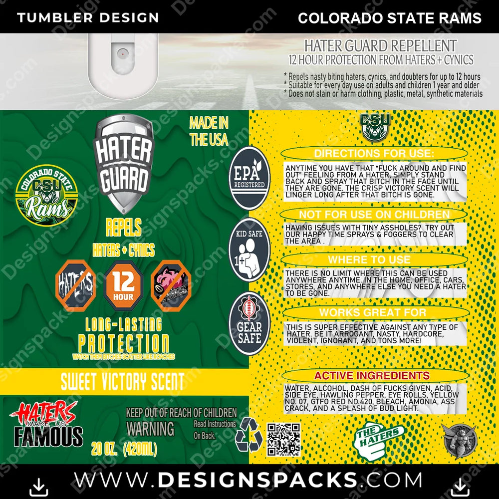 College Sport Hater Guard Colorado State Rams NCAA College Sport Tumbler Digital Wrap Design Download