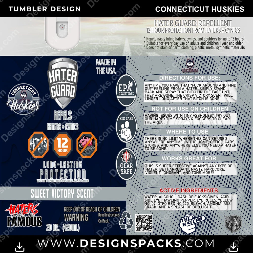 College Sport Hater Guard Connecticut Huskies NCAA College Sport Tumbler Digital Wrap Design Download