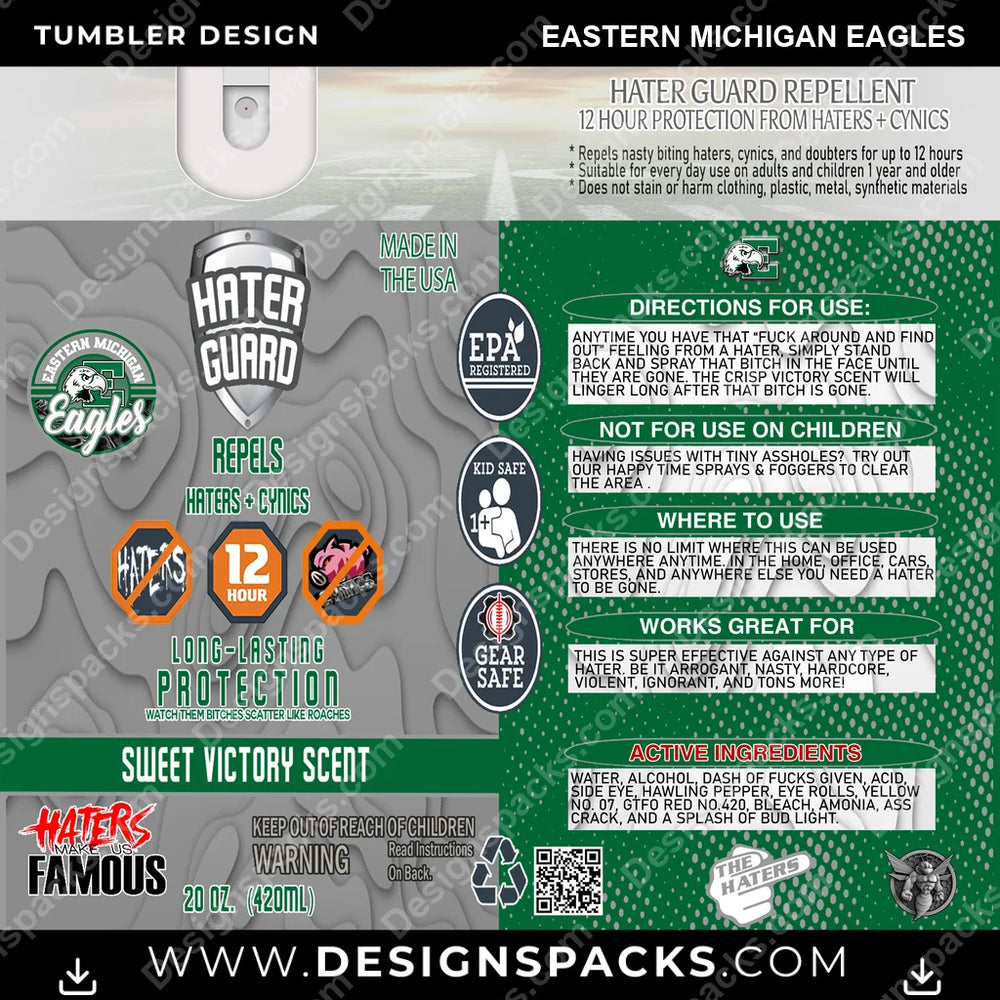 College Sport Hater Guard Eastern Michigan Eagles NCAA College Sport Tumbler Digital Wrap Design Download