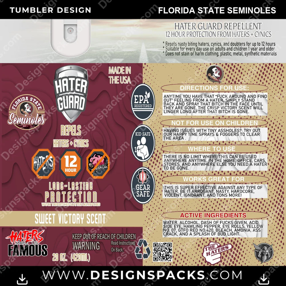 College Sport Hater Guard Florida State Seminoles NCAA College Sport Tumbler Digital Wrap Design Download