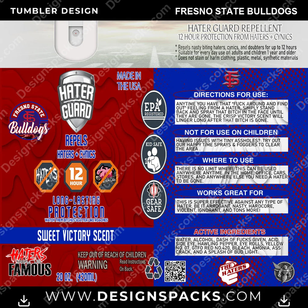 College Sport Hater Guard Fresno State Bulldogs NCAA College Sport Tumbler Digital Wrap Design Download